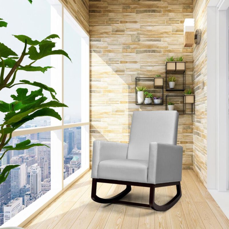 Hivvago 2-in-1 Fabric Upholstered Rocking Chair with Pillow