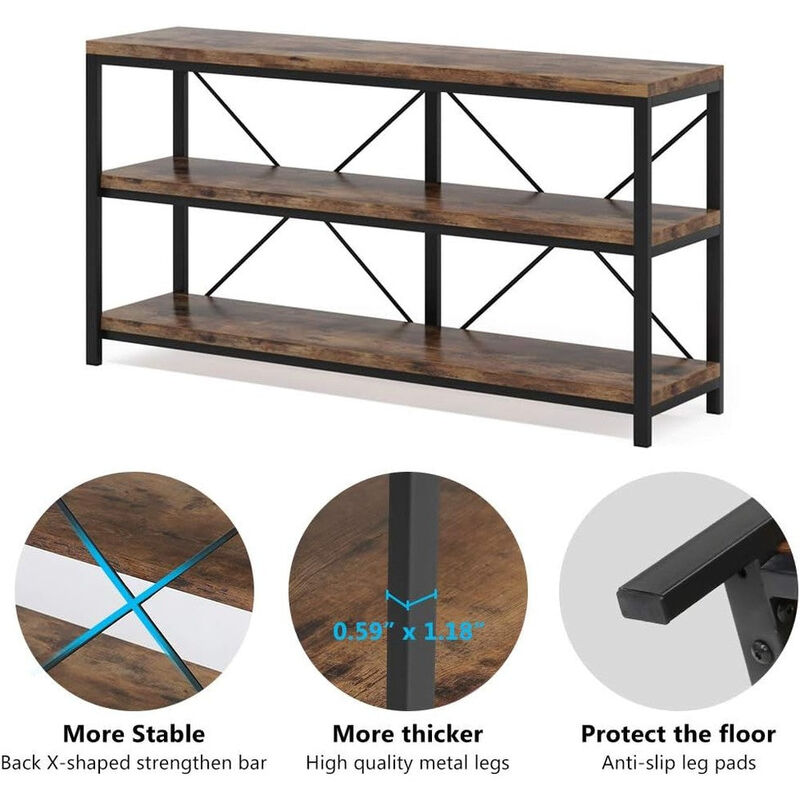 Tribesigns Rustic 3-Tier Console Table with Storage Shelves image number 6