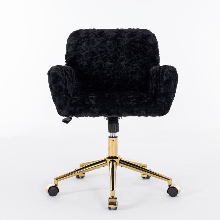 GOODSILO Comfortable Swivel Office Chair with Adjustable Recline and Artificial Alpaca Wool Upholstery