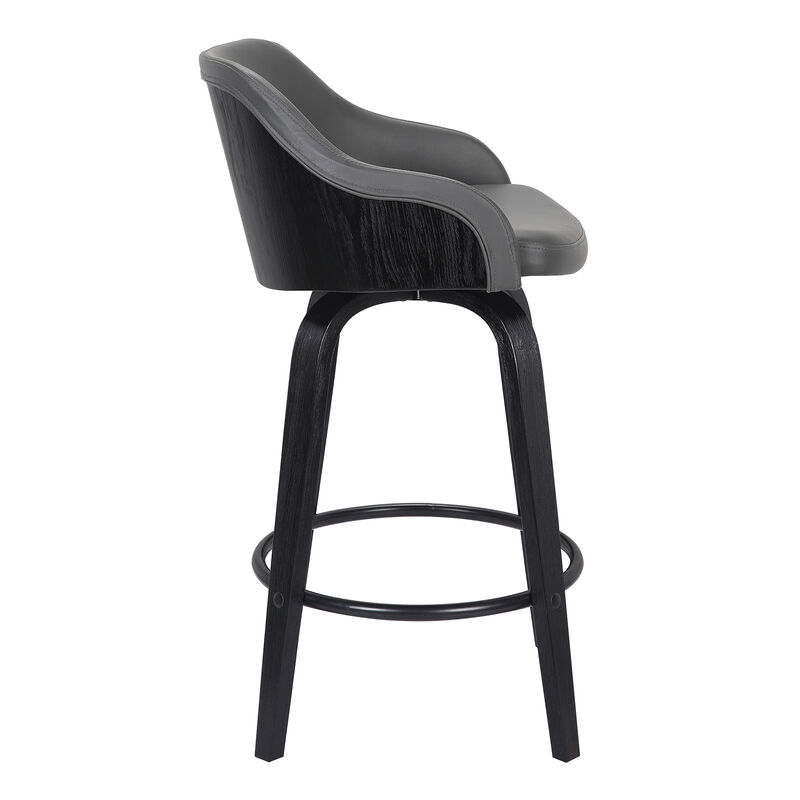 Alec Counter Height Swivel Faux Leather and Wood Bar Stool
