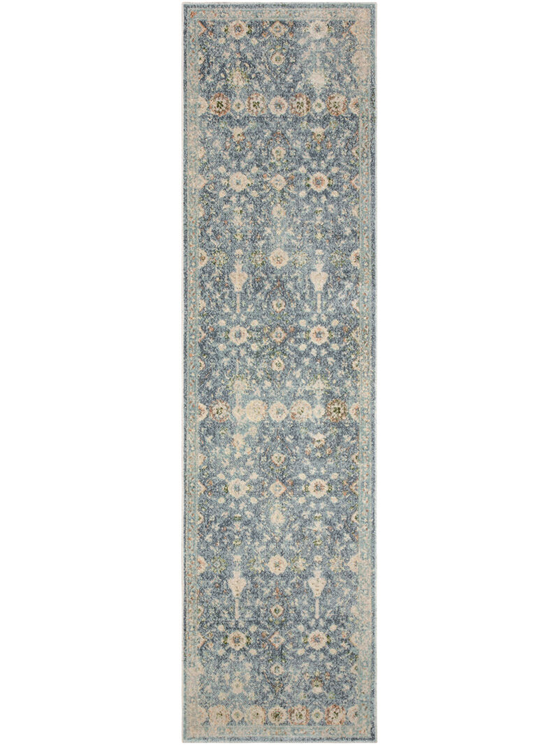 Astra Machine Washable ASW16 Teal/Beige 2' x 6' Rug
