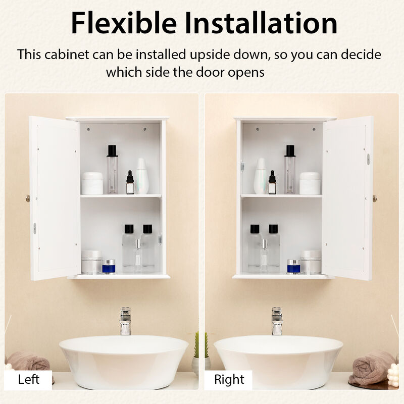 Bathroom Wall Cabinet with Single Mirror Door