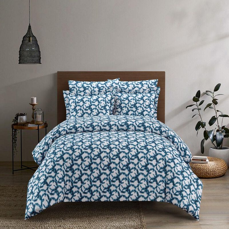 Chic Home Chrisley Duvet Cover Set Contemporary Watercolor Overlapping Rings Pattern Print Design Bed In A Bag Bedding - Sheets Pillowcases Pillow Shams Included - 7 Piece - King 104x90", Navy