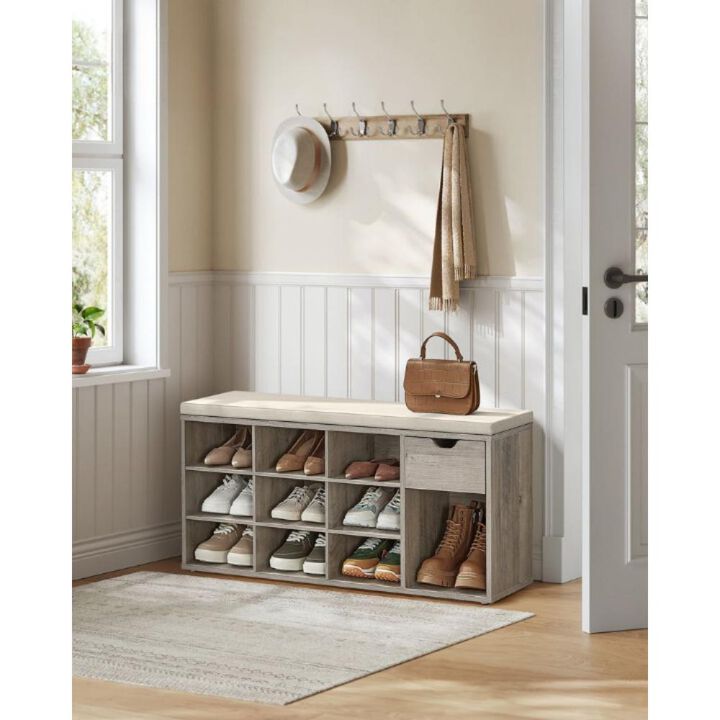 Storage Bench with Cushion for Entryway Organization and Comfortable Seating