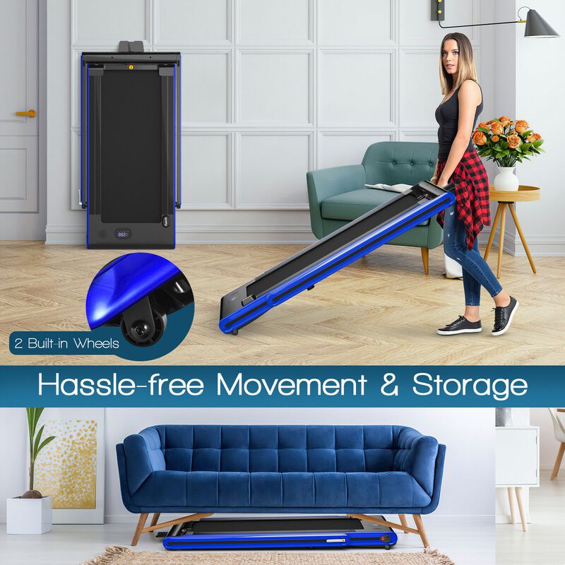 2 in 1 Portable Folding Treadmill with Dual LED Display for Walking and Exercise image number 4