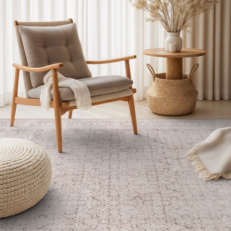 World Rug Gallery Elise Blue Distressed Medallion Indoor Rug &ndash; Flat Pile, Washable with Non-Slip Backing image number 1