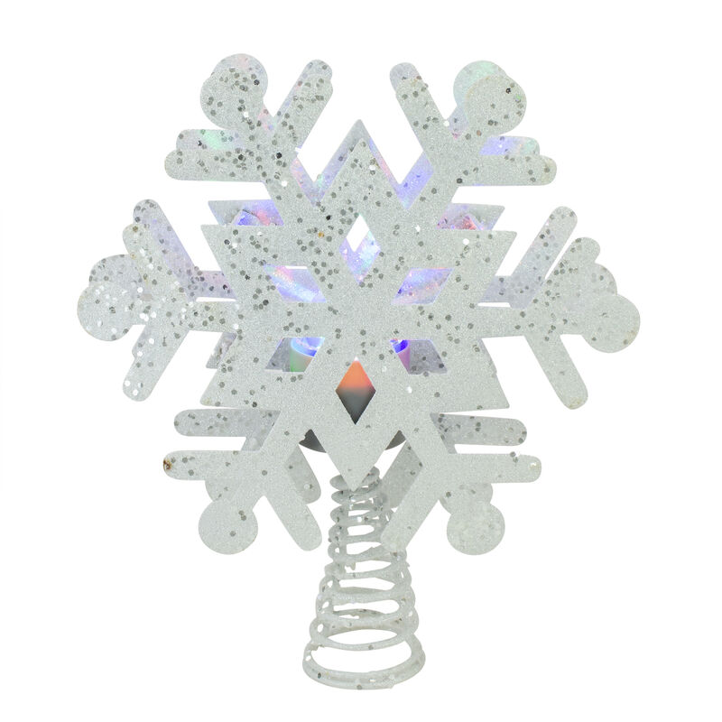 12" Lighted White Snowflake Christmas Tree Topper - Multicolor Lights image number 0