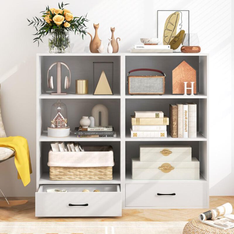 Hivvago 4-Tier Storage Bookcase with Open Shelves Drawer and Anti-toppling Device