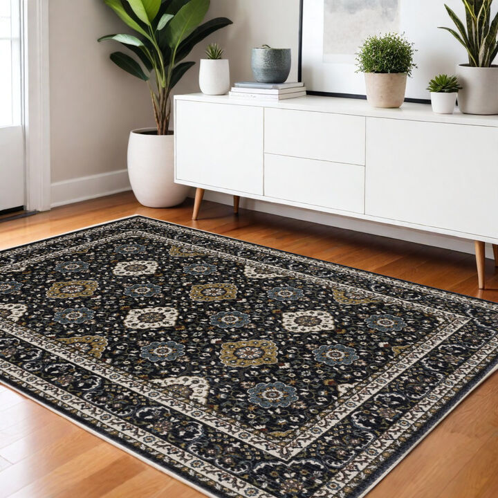 HomeRoots Medallion Runner Rug With Fringe