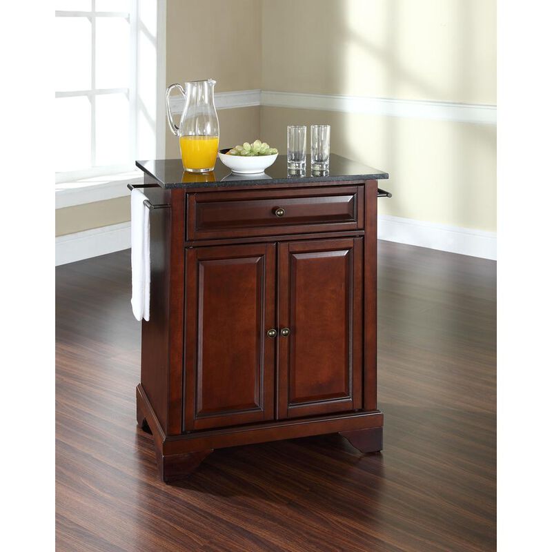 Lafayette Granite Top Portable Kitchen Island/Cart Mahogany/Black