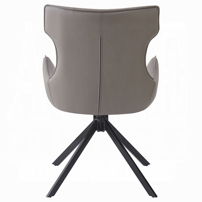 Mita Swivel Wingback Side Chair Set of 2, Tufted Faux Leather, Black Metal image number 4