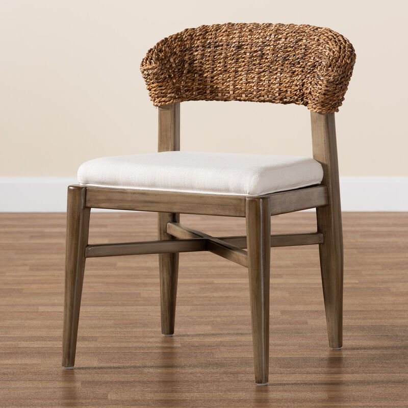 Bali & Pari Chloe Modern Walnut Brown Finished Mahogany Wood and Natural Dining Chair