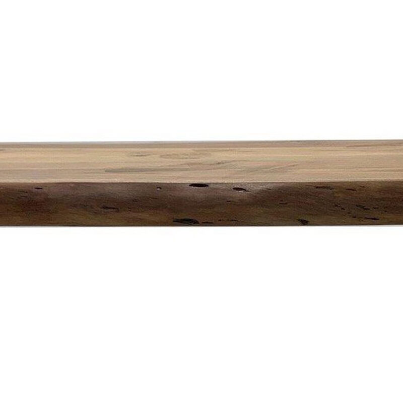 Mya 51 Inch Modern Coffee Table, Live Edge Wood Top, Black Iron Panel Legs-Benzara image number 4