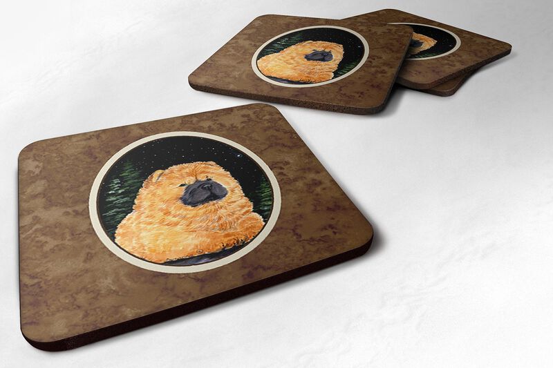 Caroline's Treasures SS8489FC Starry Night Chow Chow Foam Coasters Set of 4 (Set of 4), 3.5 H x 3.5 W, Multicolor image number 0