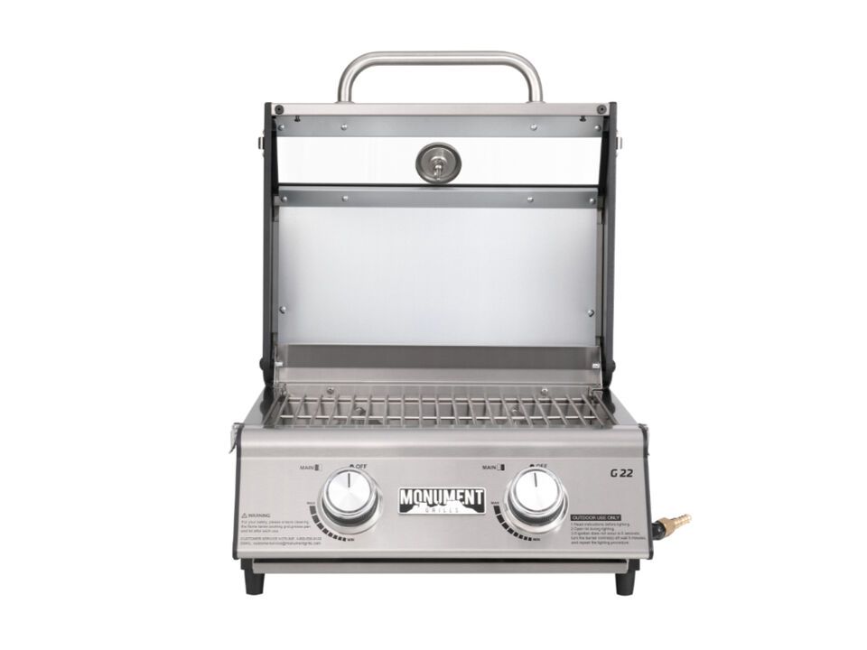 Monument Grills Table Top | 2 Burner Stainless Steel With Clearview Lid