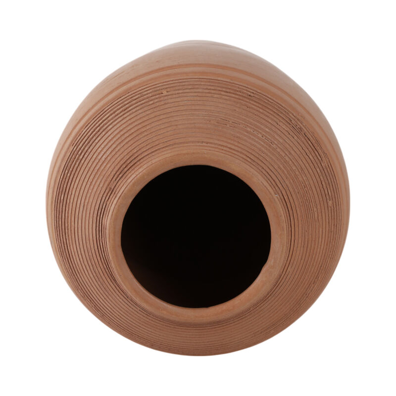 16x9" Terracotta Ribbed Floor Vase, Natural image number 5