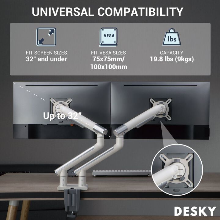Desky Dual Slim Aluminium Monitor Arm