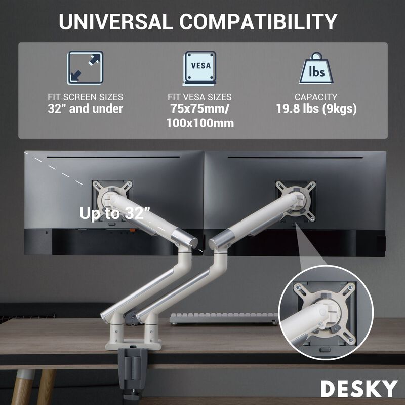 Desky Dual Slim Aluminium Monitor Arm image number 1