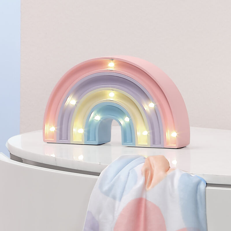 Bedtime Originals Rainbow Hearts Table Top Night Light Soft-Glow LED Lamp