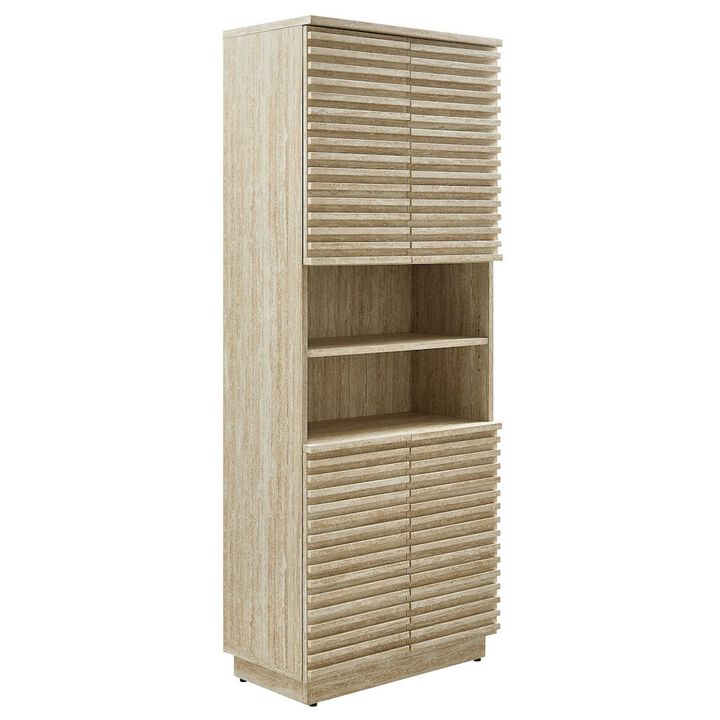 Modway Render Tall Faux Travertine Linen Storage Cabinet