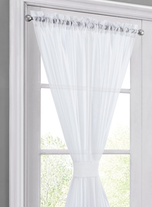 THD Sheer Voile French Door Patio Sidelight Window Treatment Curtain Panels with Tieback for Kitchen Doors - 2 Panels