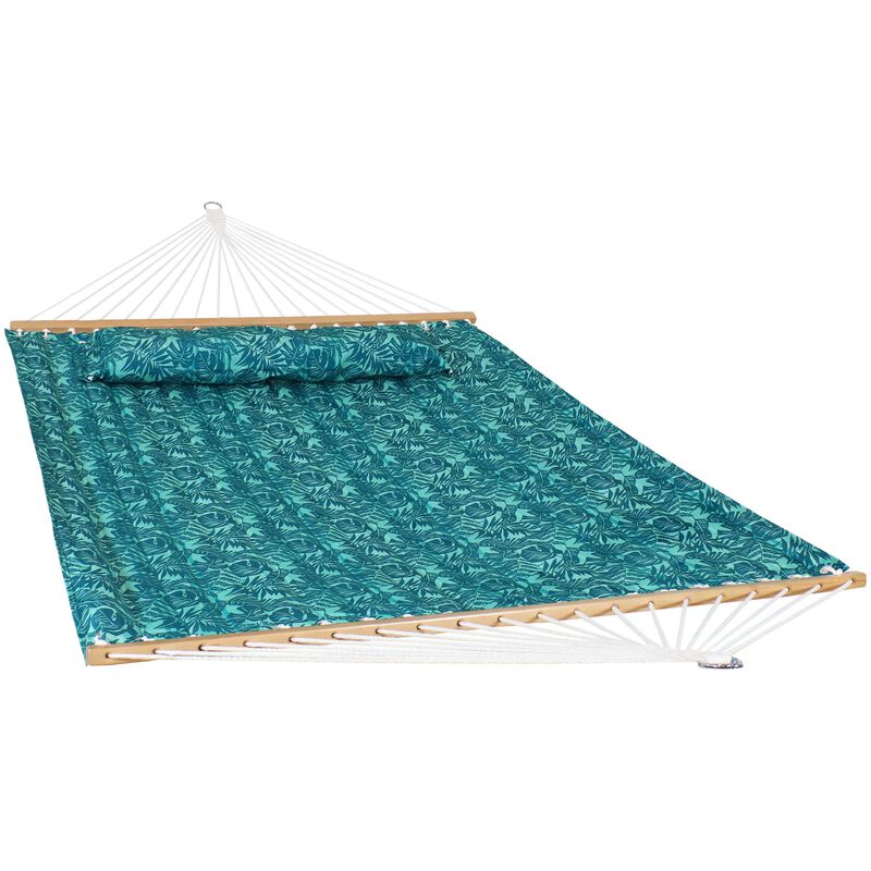 Sunnydaze Large Quilted Hammock with Spreader Bar and Pillow