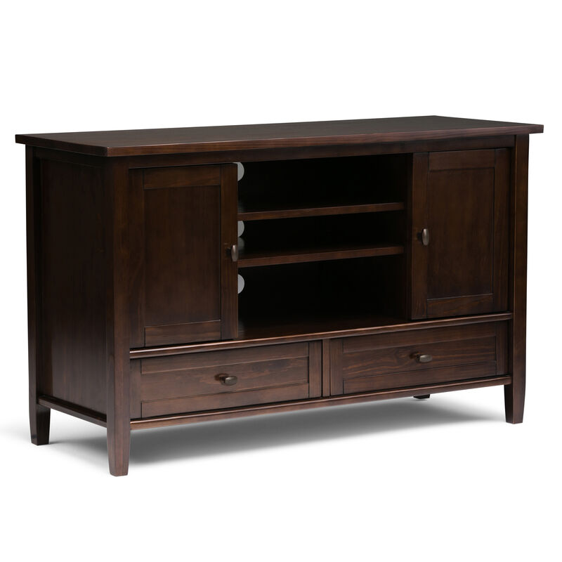 Warm Shaker SOLID WOOD 47 inch Wide Transitional TV Media Stand in Tobacco Brown For TVs up to 50 inches