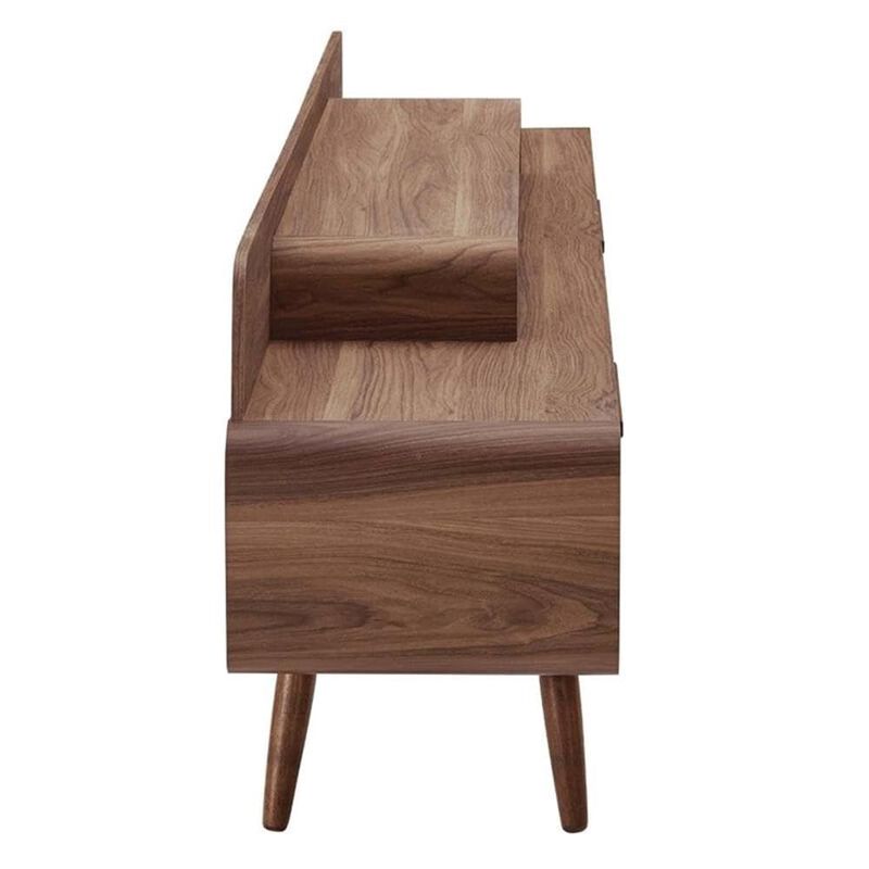 Modway Omnistand 74" Mid-Century Modern Low Profile Media Console Entertainment TV Stand in Walnut image number 4