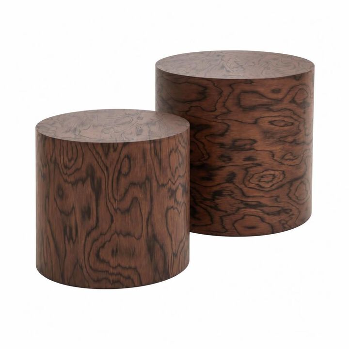 GOODSILO Modern Round Nesting Coffee Table Set of 2, Wooden Accent Tables for Small Spaces Living Room Bedroom Balcony Office