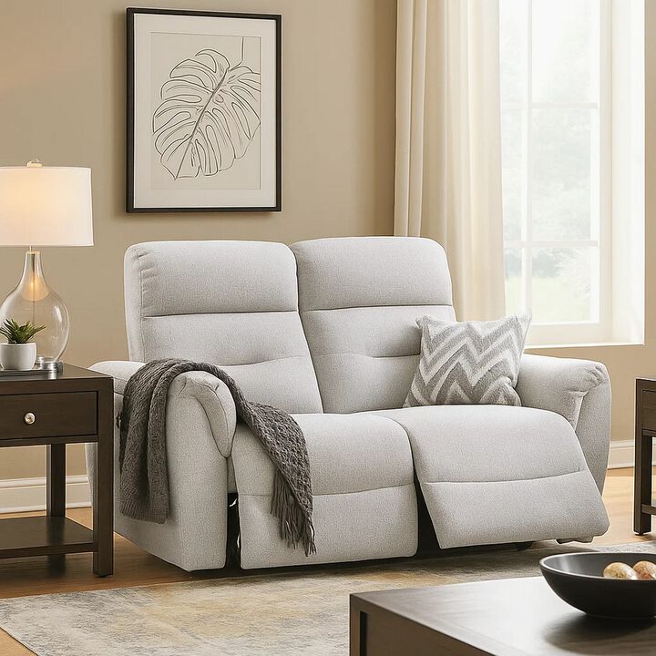 Tres Power Motion Recliner Loveseat with USB Port, Foam Fill Gray Chenille