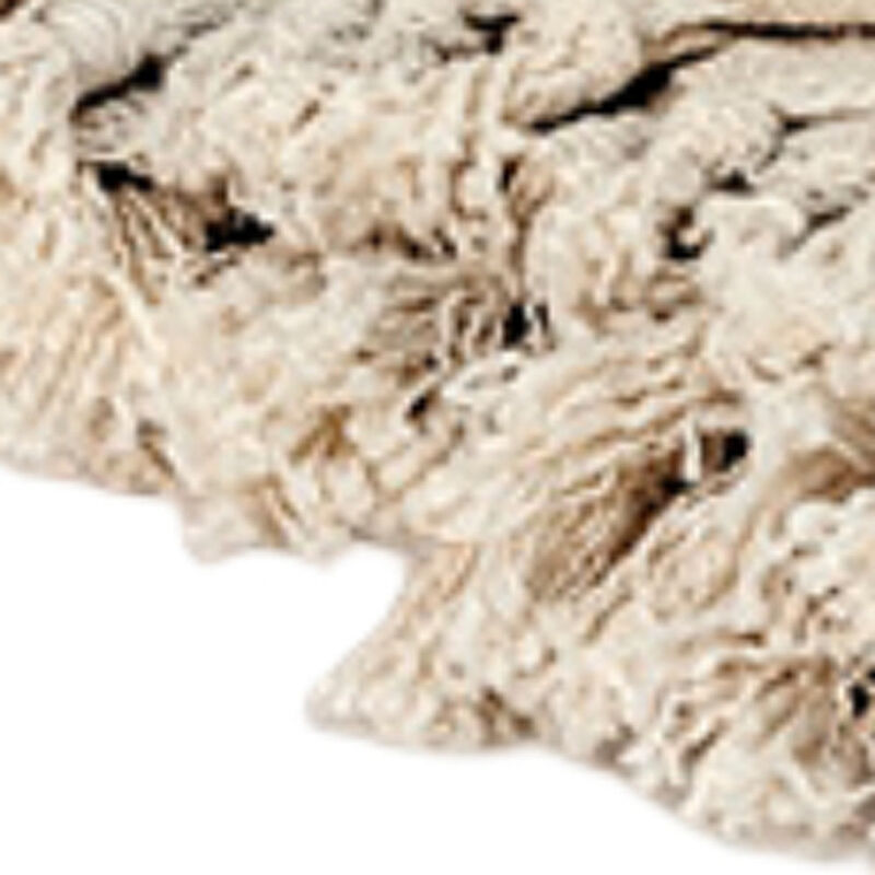 HomeRoots 50" X 60" Natural Cotton Woven Floral Throw Blanket with Tassels and Fringe image number 3