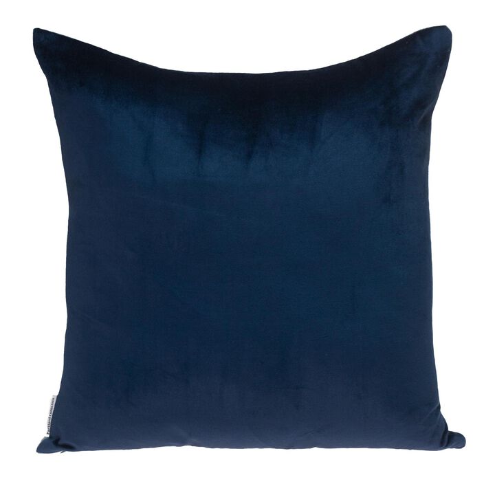 20" Blue and Gray Cotton Transitional Reversible Throw Pillow