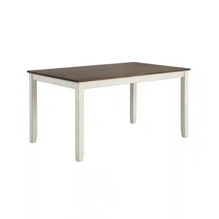 7 Piece Dining Set, Dry Brushed Weathered Wood Surface, Gray Upholstery - Benzara