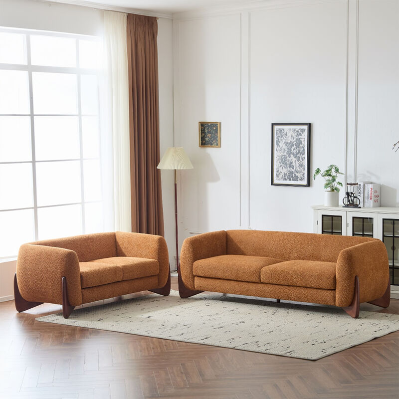 Christopher Knight Home Evat 2 Piece Living Room Boucle Upholstered Sofa Set