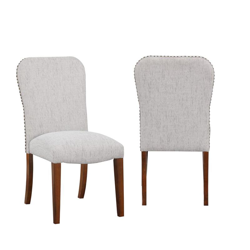 Comfort Pointe Salina Sea Oat Dining Chair in Performance Fabric with Nail Heads - set of 2