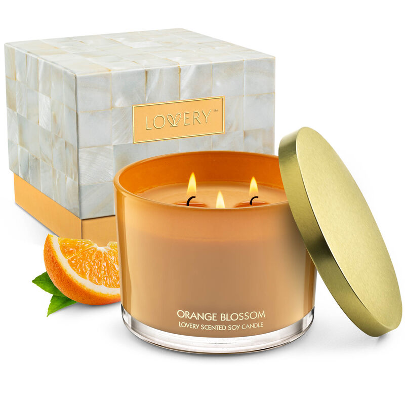 Orange Blossom Candle Gift Set, 3 Wick Home Soy Candles, 13oz image number 0