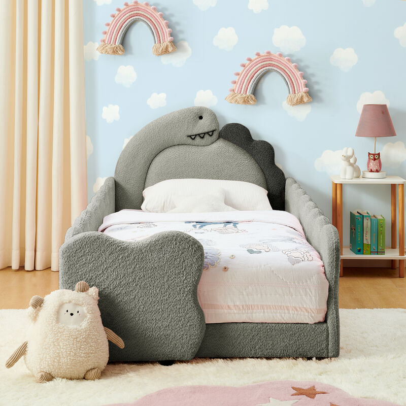 Ganwan Cute Dinosaur-Shaped Kids Bed Frame image number 1