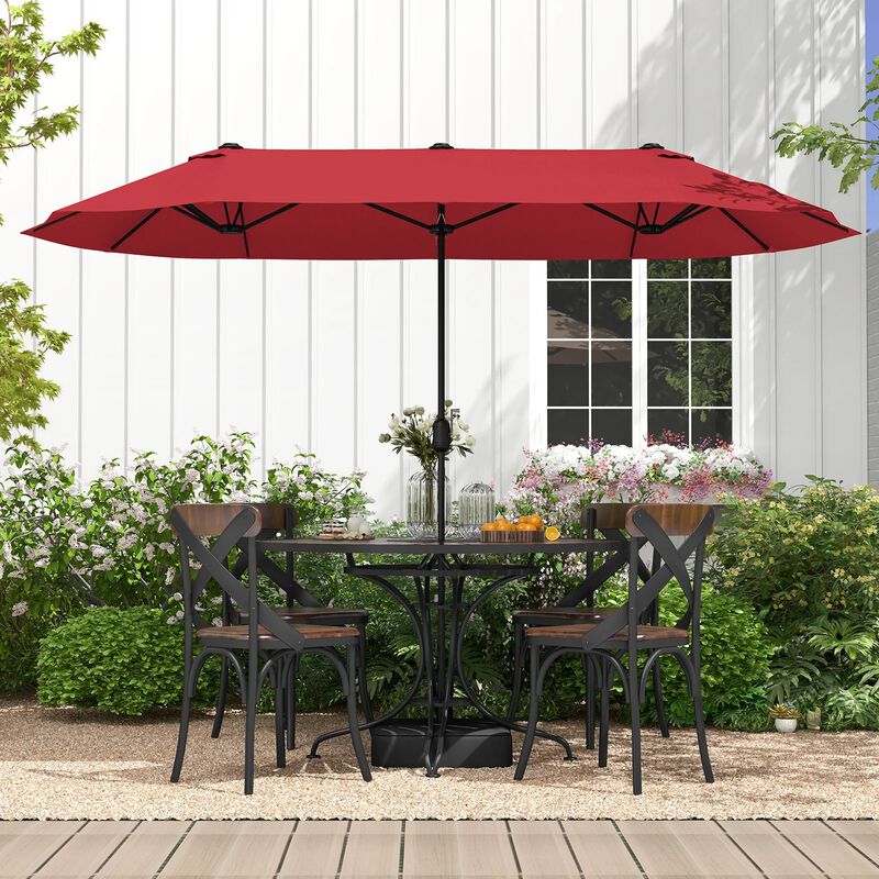Mondawe 13 Feet Double-Sided Patio Twin Table Umbrella with Crank Handle