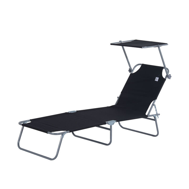 Hivvago Folding Pool Chaise Lounge with Sun Shade