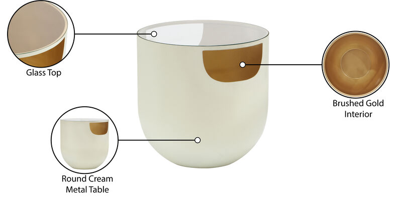 Meridian Furniture Doma Cream / Gold End Table image number 8
