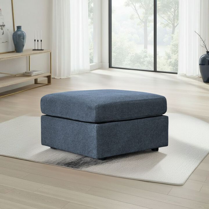 Meso Oversized Square Ottoman, Ink Blue Nuvella Polyester, 32 Inch
