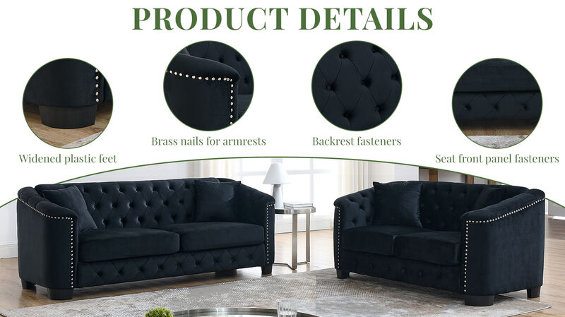 Nudmel Velvet Chelsfield Sofa Set image number 4