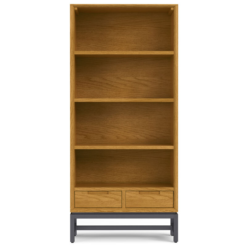 Banting SOLID WOOD and Metal 66 inch x 30 inchRectangle Industrial Bookcase in OAK WOOD