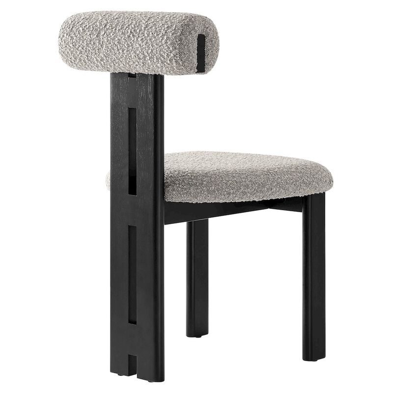 Modway Torian Upholstered Boucle Dining Chairs Set of 2 in Walnut Black - 3-Legged Farmhouse Kitchen Chairs - Mid-Century Modern Armless Accent Chairs - Comfortable Side Chairs with Wood Legs image number 5