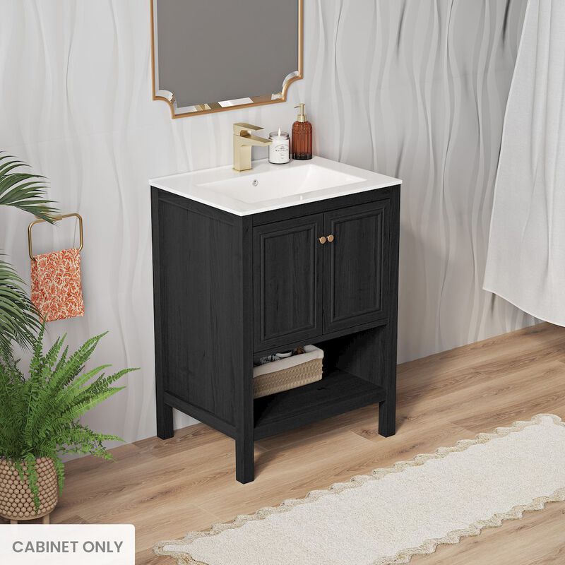 Chateau 24" Freestanding Bathroom Vanity Cabinet without Top in Black Oak image number 1