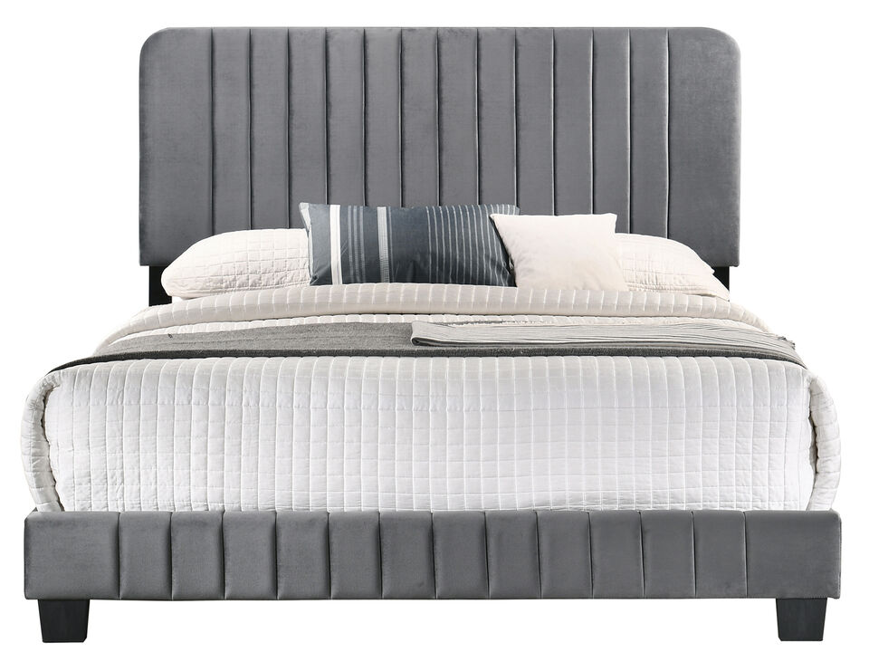 Lodi Velvet Upholstered Channel Tufted Full Panel Bed