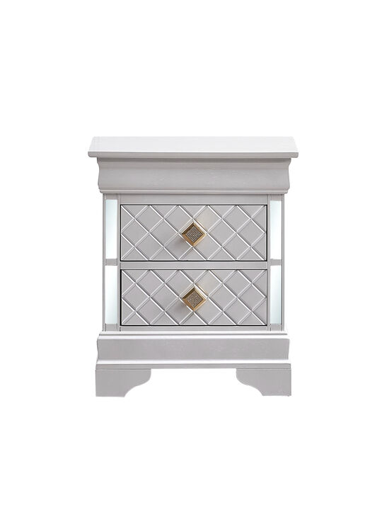 Veron Pearl White 2-Drawer 21 in. W NIghtstand