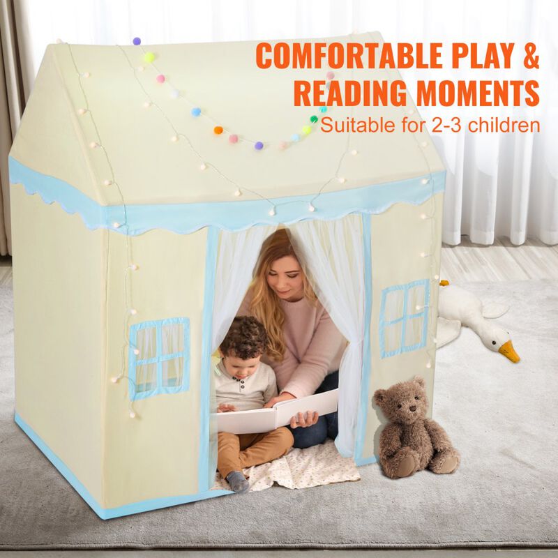 Kids Play Tent with Windows, Mat, and Lamp for Indoor Outdoor Use, Ages 1&ndash;5