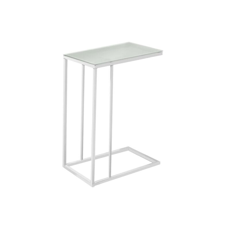 Contemporary Tempered Glass Accent Table – Sleek Metal Side Table for Living Room or Office