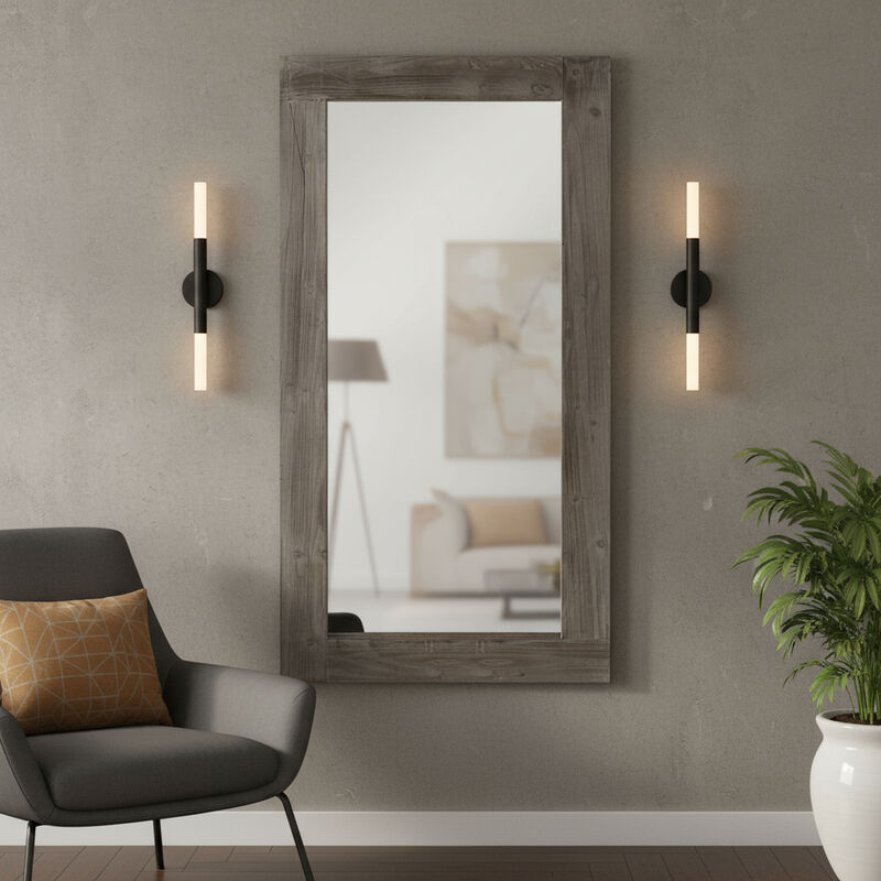 HomeRoots 71" Charcoal Solid Wood Framed Full Length Mirror image number 1